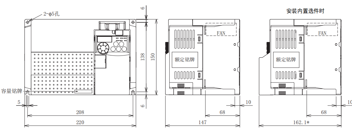 FR-E740-5.5K、7.5K-CHT尺寸圖